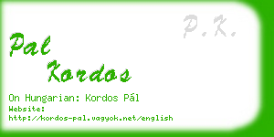 pal kordos business card