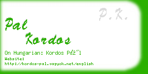 pal kordos business card